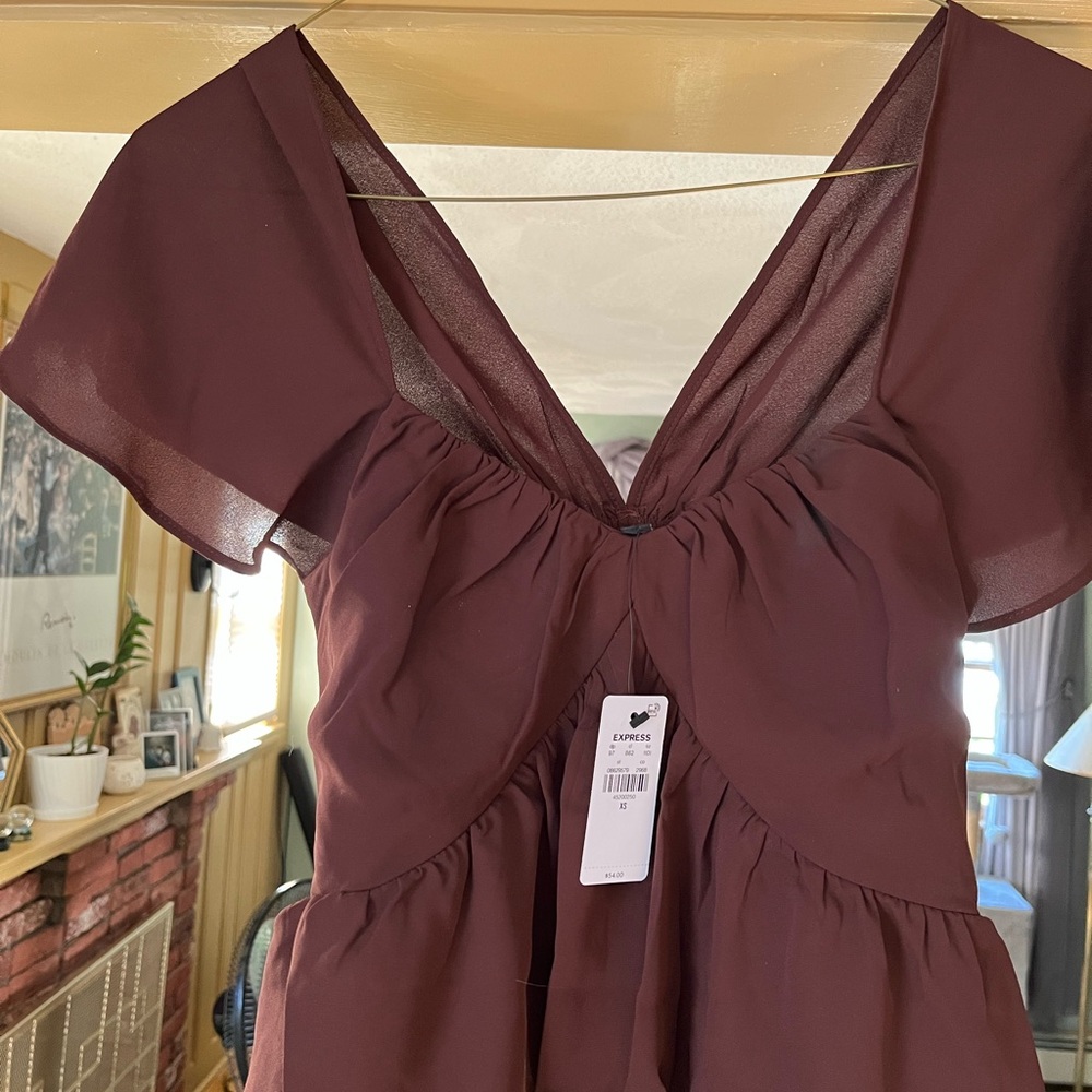 Elegant mocha blouse shear